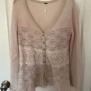 Free People Pink Cardigan Sweater